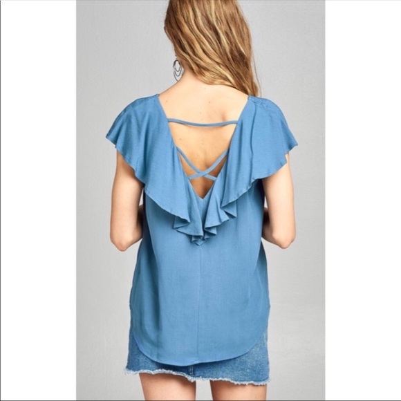 Ruffled Cross Back Top - Picture 5 of 6